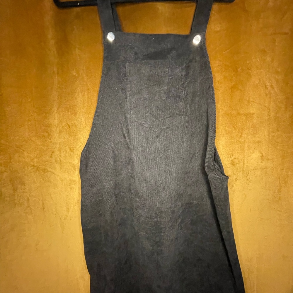 Corduroy textured Black Overall dress